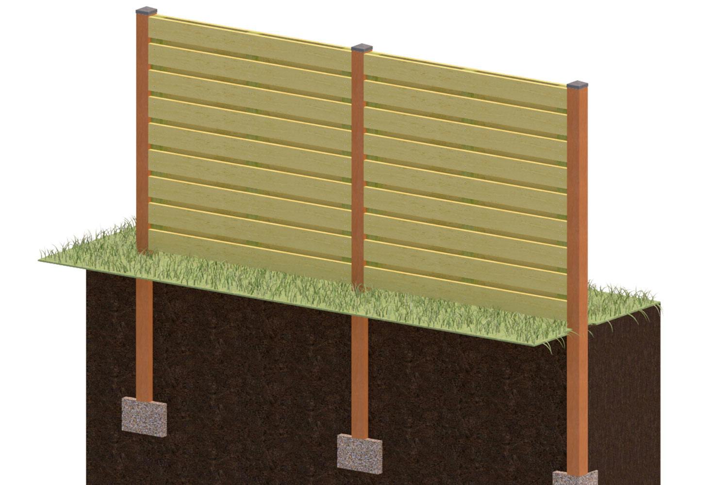 Stolper av robinia 50 meter gjerde, 1,8 meter høyt